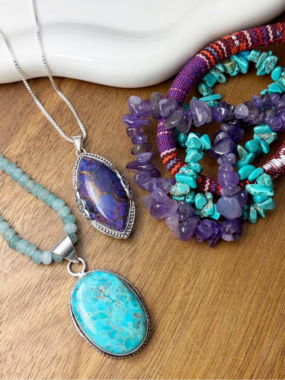 Vintage Sterling Silver 925 Purple Copper Turquoise Pendant Mohave Turquoise Lot